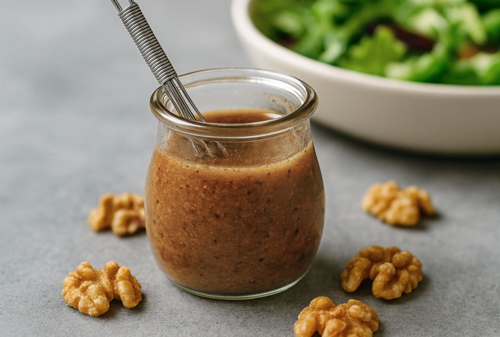 Vinaigrette rustique aux noix de Grenoble & moutarde à l’ancienne