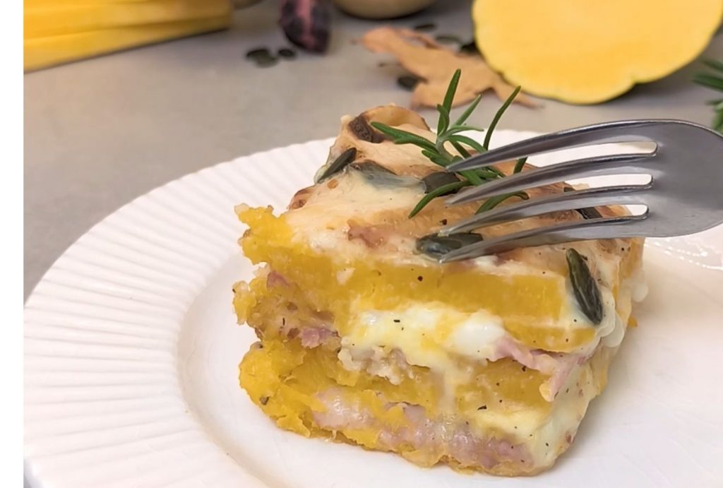 Lasagnes de Butternut, Jambon et Mozzarella