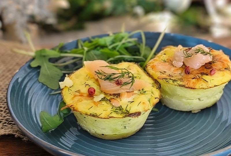 Gratin muffin de pomme de terre et de saumon fumé