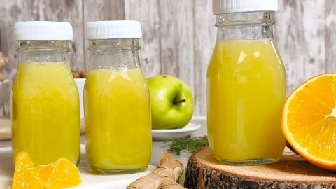 Boisson vitaminée pomme, orange, citron, gingembre & curcuma