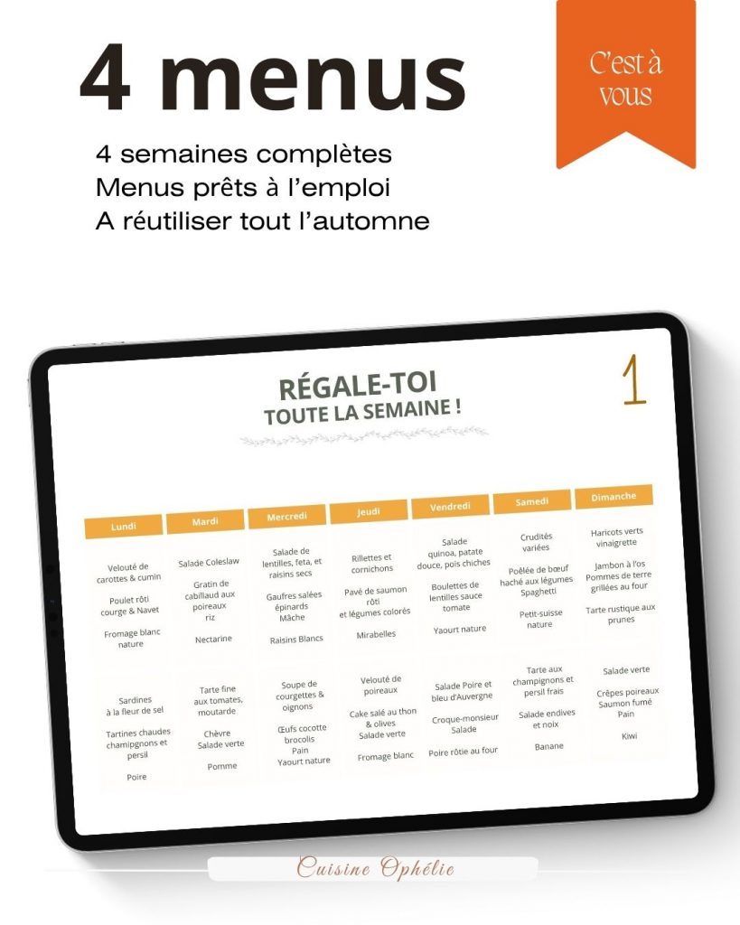 4 semaines de menus