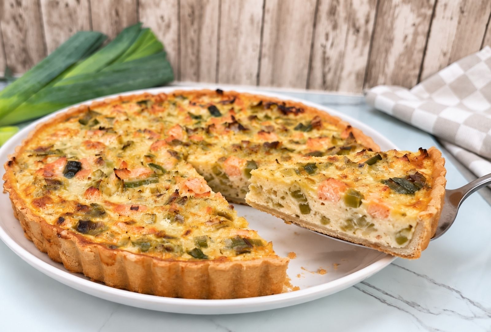 Quiche poireaux et saumon frais
